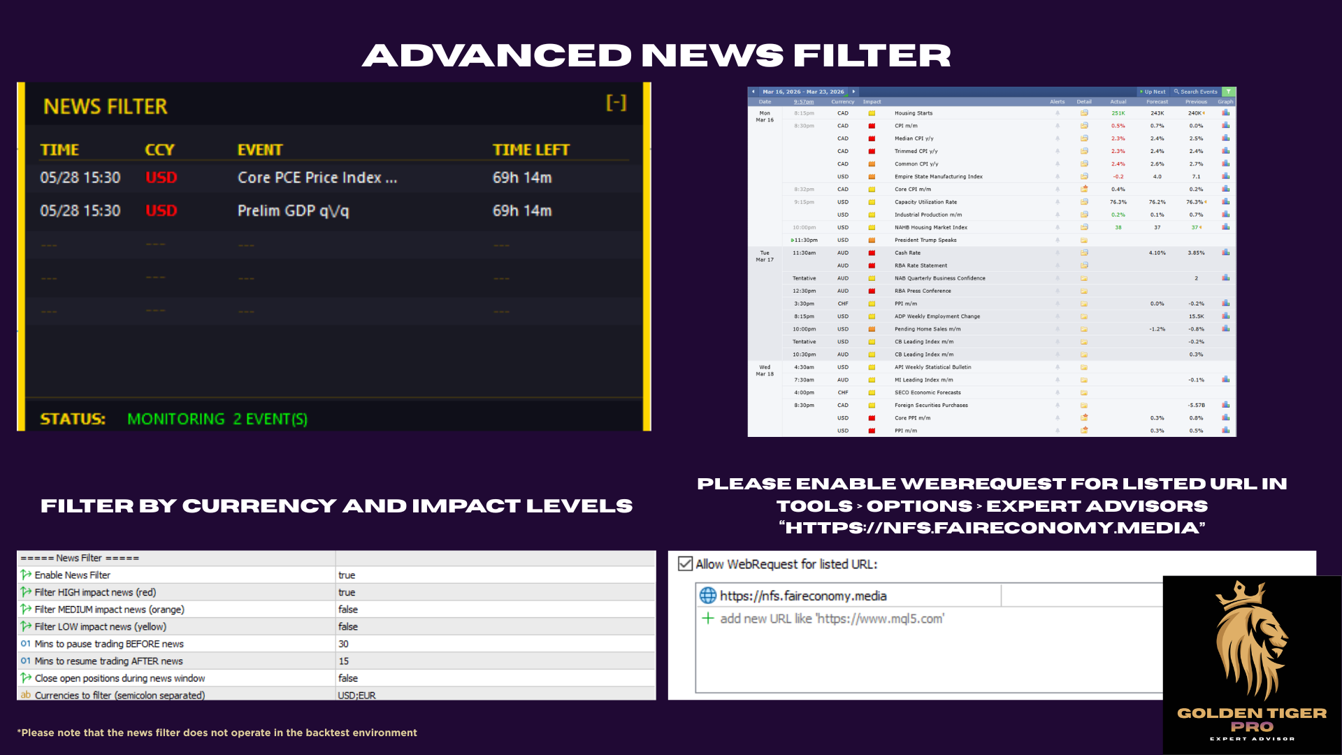 Golden Tiger EA Pro Advanced News Filter